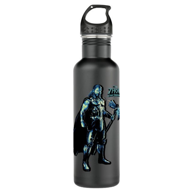 Thor Stylized Striped Character Graphic Stainless Steel Water Bottle (Front)