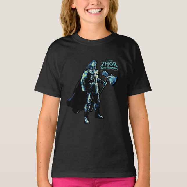 Thor Stylized Striped Character Graphic T-Shirt (Front)