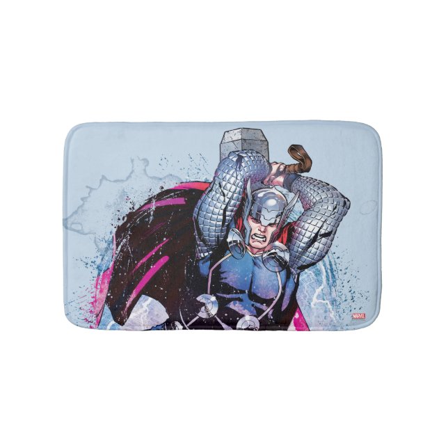 Thor Watercolor Character Graphic Bath Mat (Front)