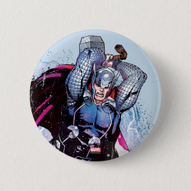 Thor Watercolor Character Graphic Button (Front)