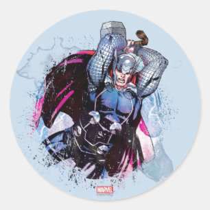 Thor Watercolor Character Graphic Classic Round Sticker