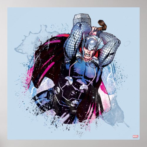 Thor Watercolor Character Graphic Poster