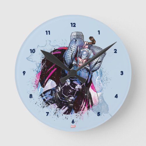 Thor Watercolor Character Graphic Round Clock