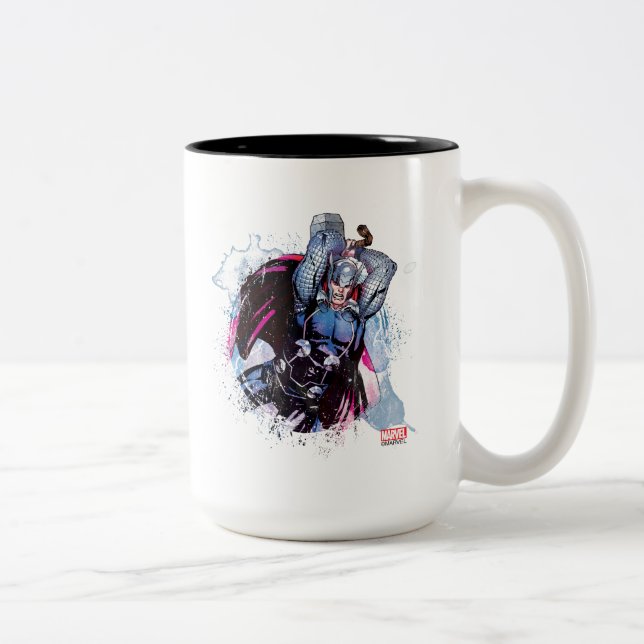 Thor Watercolor Character Graphic Two-Tone Coffee Mug (Right)
