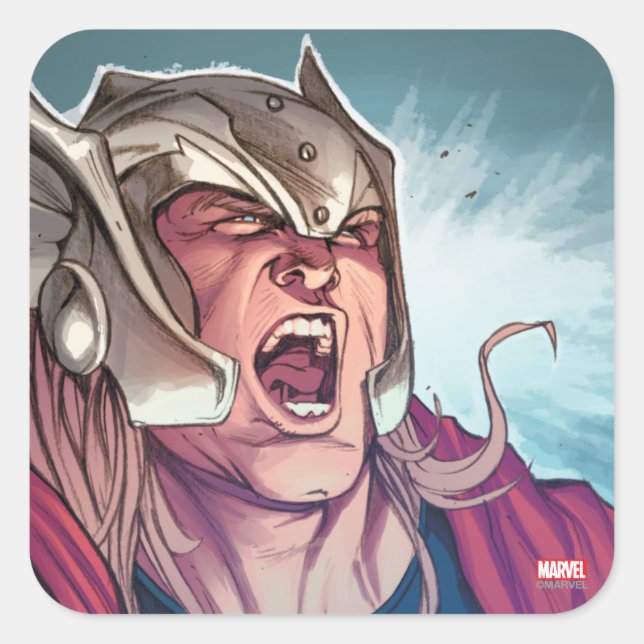 Thor Yell Comic Panel Square Sticker (Front)
