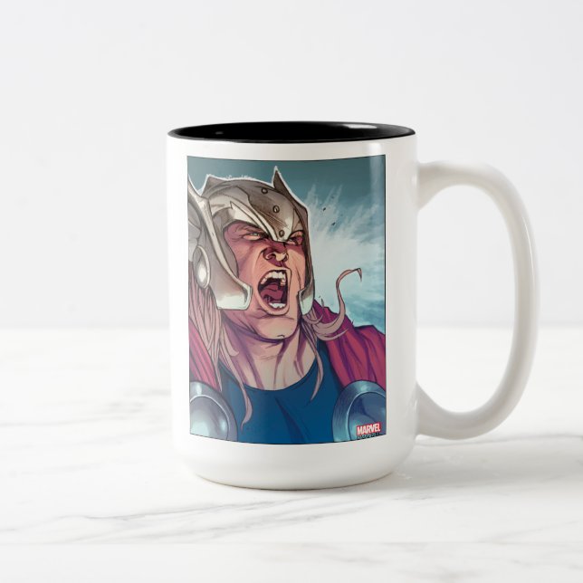 Thor Yell Comic Panel Two-Tone Coffee Mug (Right)