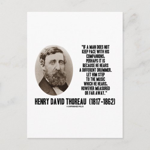 Thoreau Different Drummer Step To The Music Postcard