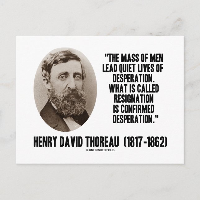 Thoreau Lead Quiet Lives Desperation Resignation Postcard (Front)