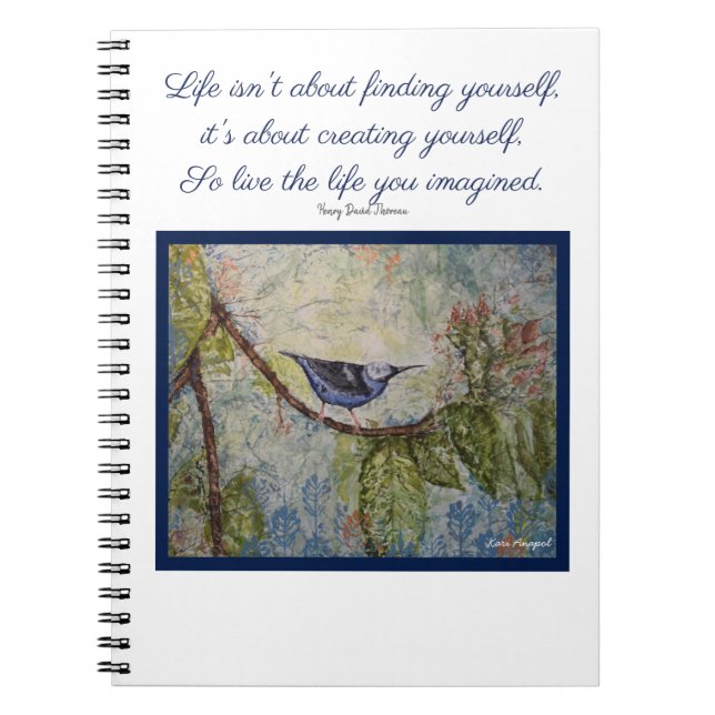 Thoreau Quote Bird Art Notebook (Front)