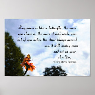 Thoreau Quote, Happiness Poster
