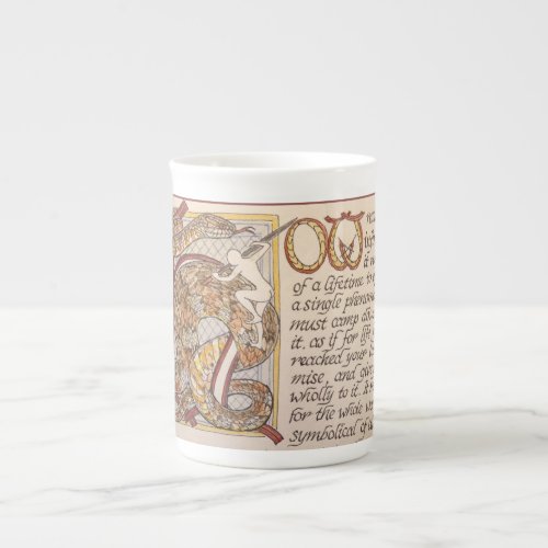 Thoreau quote in script with decorated capital bone china mug