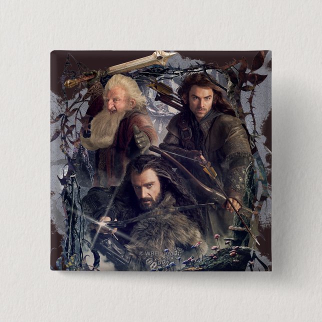 Thorin, Kili, and Balin Graphic Pinback Button (Front)