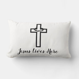 Thorn Cross Jesus Lives Here Throw Lumbar Pillow