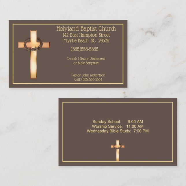   Thorn Crown  Cross Church Business Cards (Front/Back)