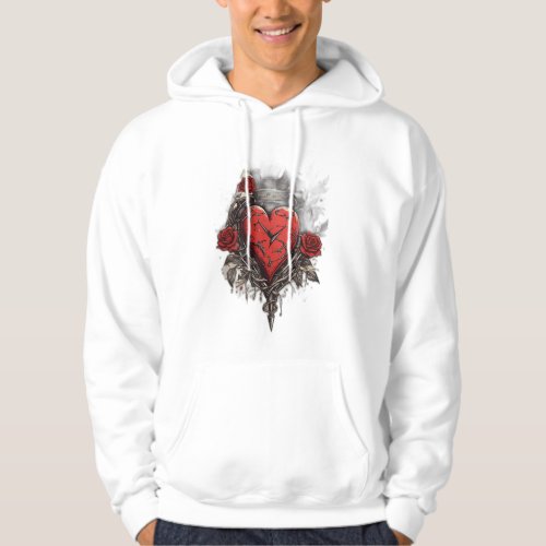 Thorned Heart Vintage Tattoo Style T_Shirt Design Hoodie
