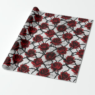 Thorned Red Roses Gothic Dark Love Anti-Valentine Wrapping Paper