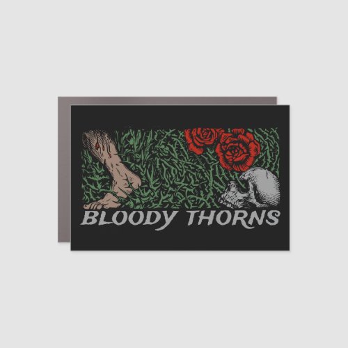 Thorns Skull Roses Feet Medieval Colored Floral Car Magnet