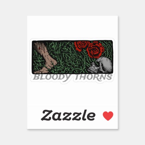 Thorns Skull Roses Feet Medieval Colored Floral Sticker
