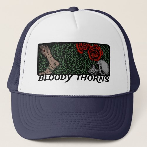 Thorns Skull Roses Feet Medieval Colored Floral Trucker Hat