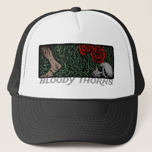 Thorns Skull Roses Feet Medieval Colored Floral Trucker Hat