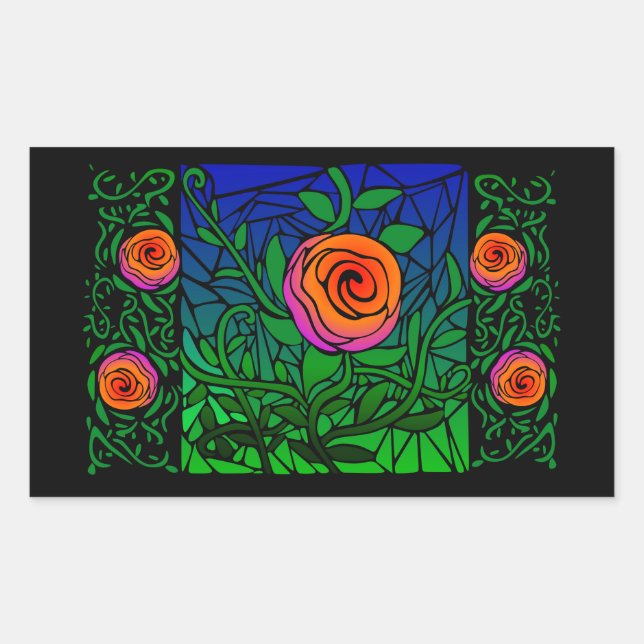 Thorny Roses Stained Glass Sticker (Front)