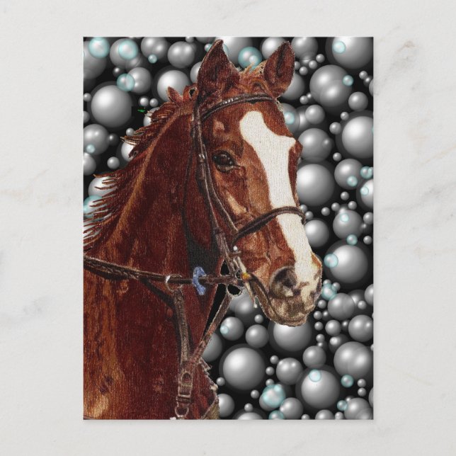 Thoroughbred & Bubbles Art Postcard (Front)