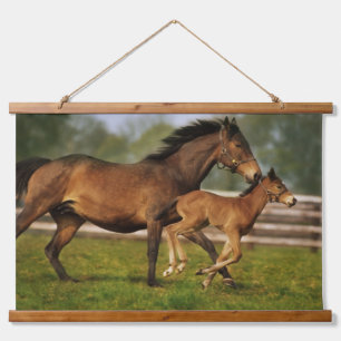 Thoroughbred Chestnut Mare & Foal Hanging Tapestry