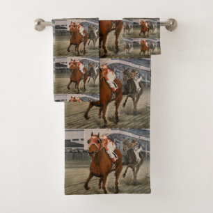 Thoroughbred Equine Wins Horse Race Bath Towel Set
