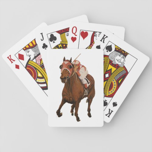 Thoroughbred Equine Wins Horse Race Poker Cards