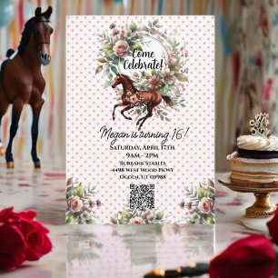 Thoroughbred Horse Equestrian Flower Invitation