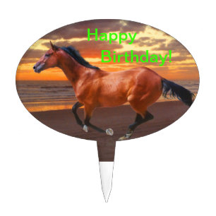 Thoroughbred horse Happy Birthday Cake Topper