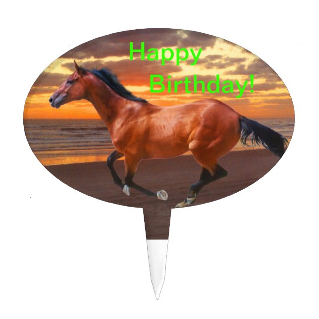 Thoroughbred horse Happy Birthday Cake Topper (Front)