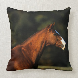 Thoroughbred Horse Headshot Throw Pillow