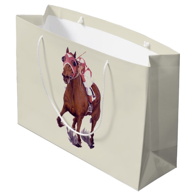 Thoroughbred Horse Is Winning Race Large Gift Bag (Back Angled)