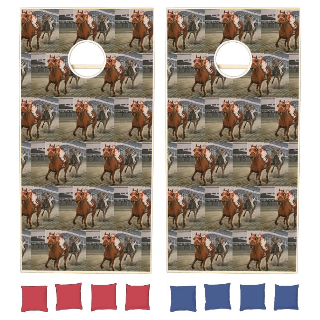 Thoroughbred Horse Is Winning the Race Cornhole Set (Set)