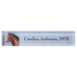 Thoroughbred Horse Racehorse Blue Desk Name Plate