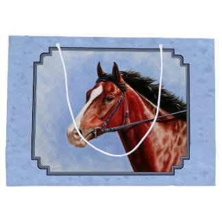 Thoroughbred Horse Racehorse Blue Large Gift Bag