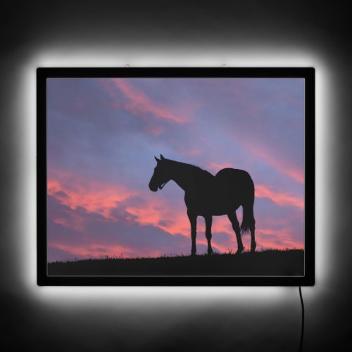 Thoroughbred Horse Silhouetted at Sunrise LED Sign