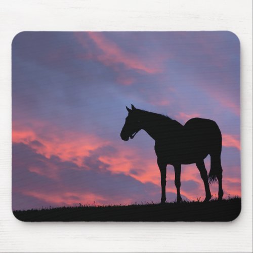 Thoroughbred Horse Silhouetted at Sunrise Mouse Pad