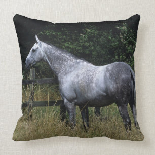 Thoroughbred Horse Standing by Fence Throw Pillow