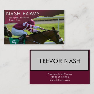 Thoroughbred Horse Trainer Farm & Boarding Busines Business Card