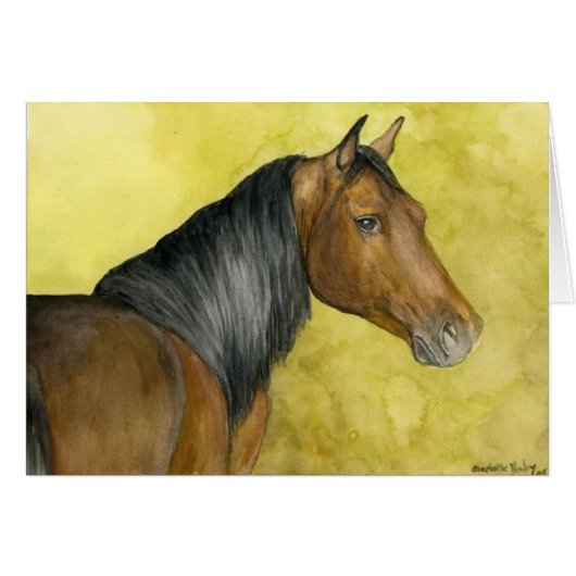 Thoroughbred Horse Watercolor Horse Art  Card (Front Horizontal)