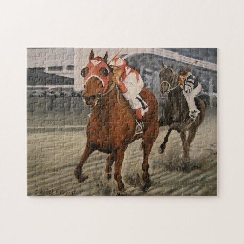 Thoroughbred Horse Wins Race Jigsaw Puzzle