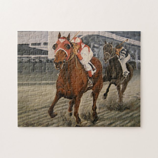 Thoroughbred Horse Wins Race Jigsaw Puzzle (Horizontal)