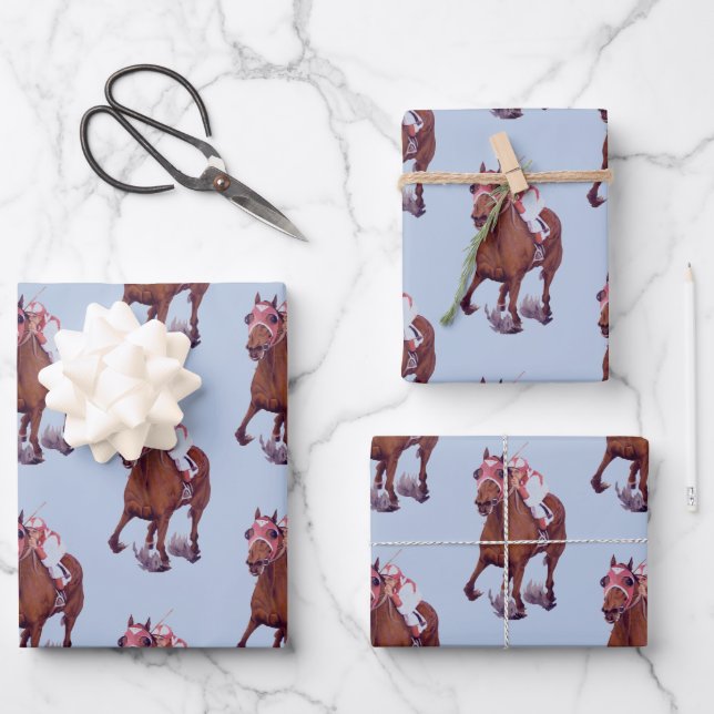 Thoroughbred Horse Wins the Race Wrapping Paper (Front)