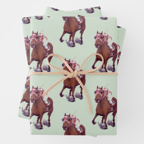 Thoroughbred Horse Wins the Race Wrapping Paper Sheets