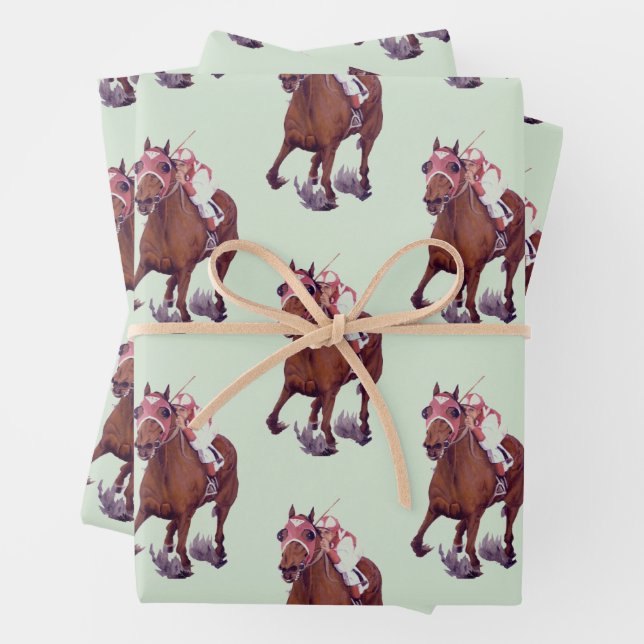 Thoroughbred Horse Wins the Race Wrapping Paper Sheets (In situ)