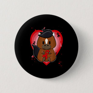Thoroughbred Horse With Ribbon Heart Disease Aware Button