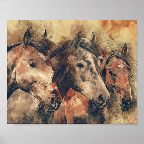 Thoroughbred Horses Decoupage Print