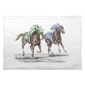 Thoroughbred Horses Racing Cloth Placemat by KelliSwan at Zazzle